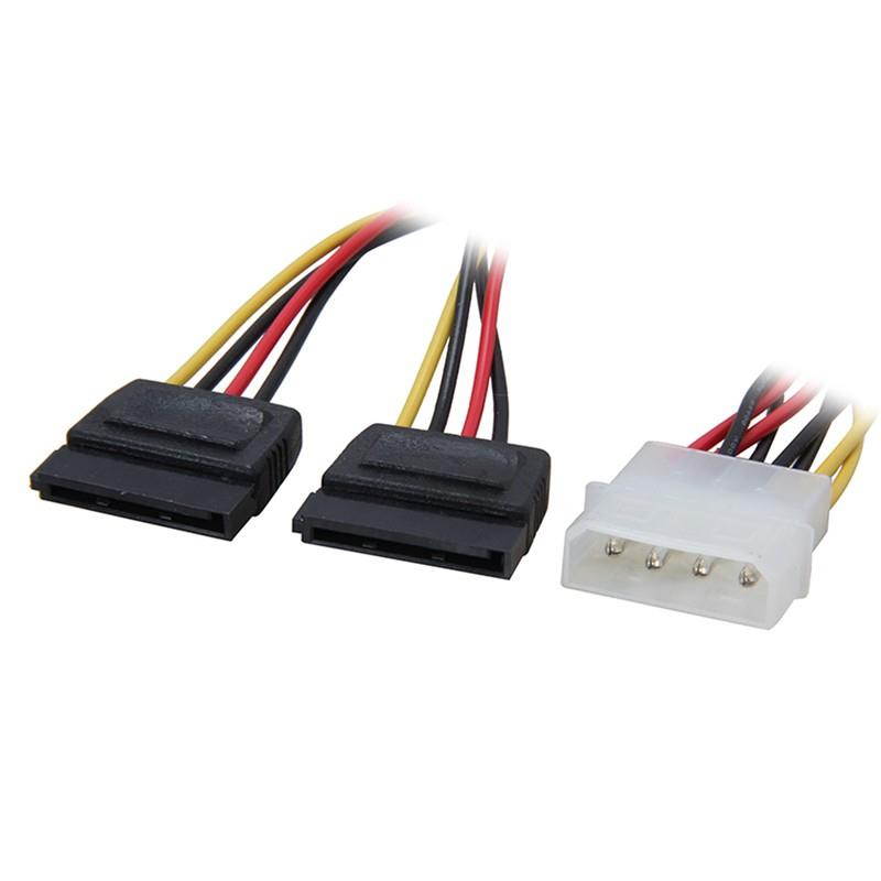 8 inch Molex 4-pin Male to 2 x SATA Power 15-pin Female Y Splitter Adpater Converter Cable