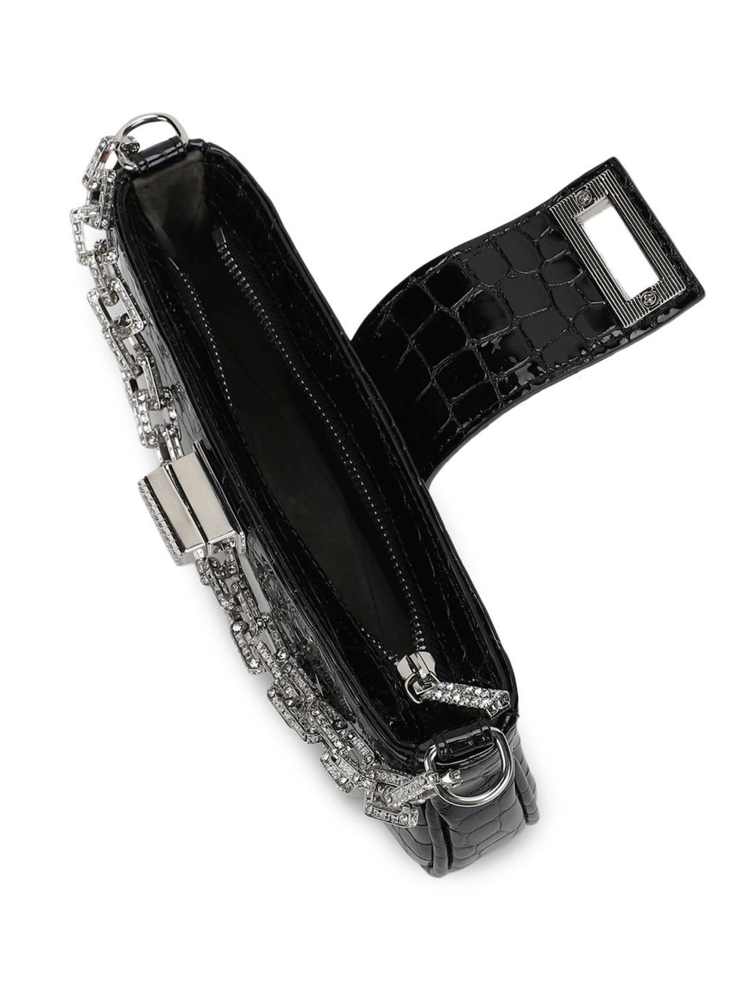 Gedebe Black Carrie Cocco Glossy Animal Effect Medium Shoulder Bag