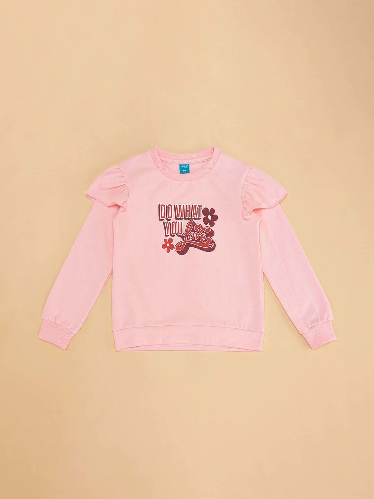 YU by Pantaloons Kids Pink Printed Full Sleeves Sweatshirt