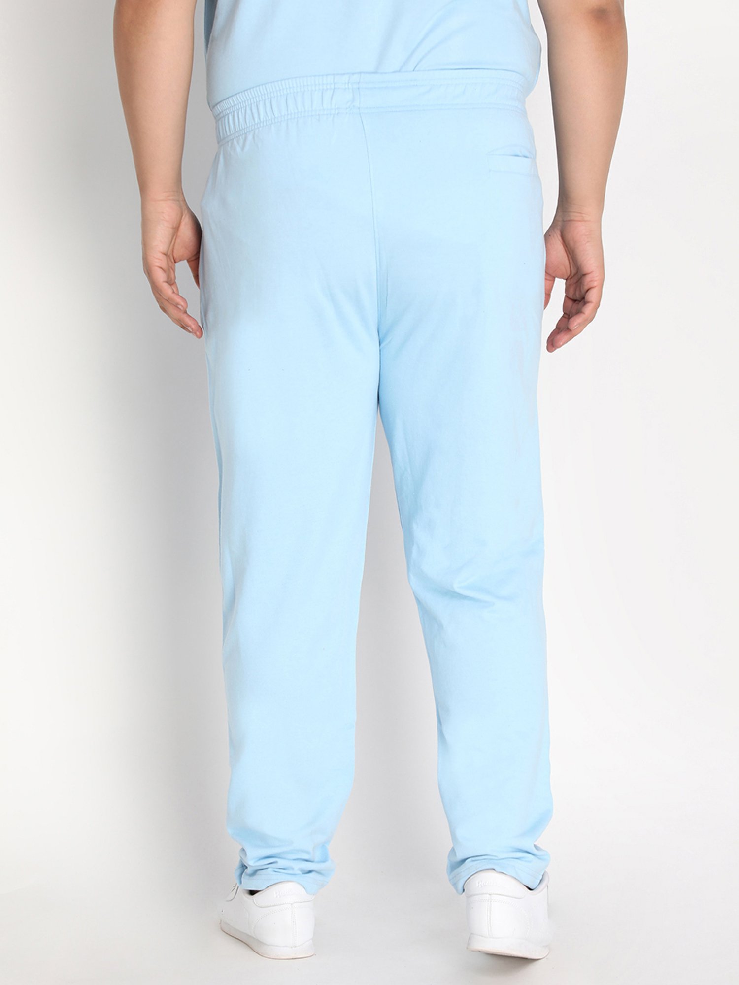 Chkokko Sky Blue Cotton Relaxed Fit Trackpants