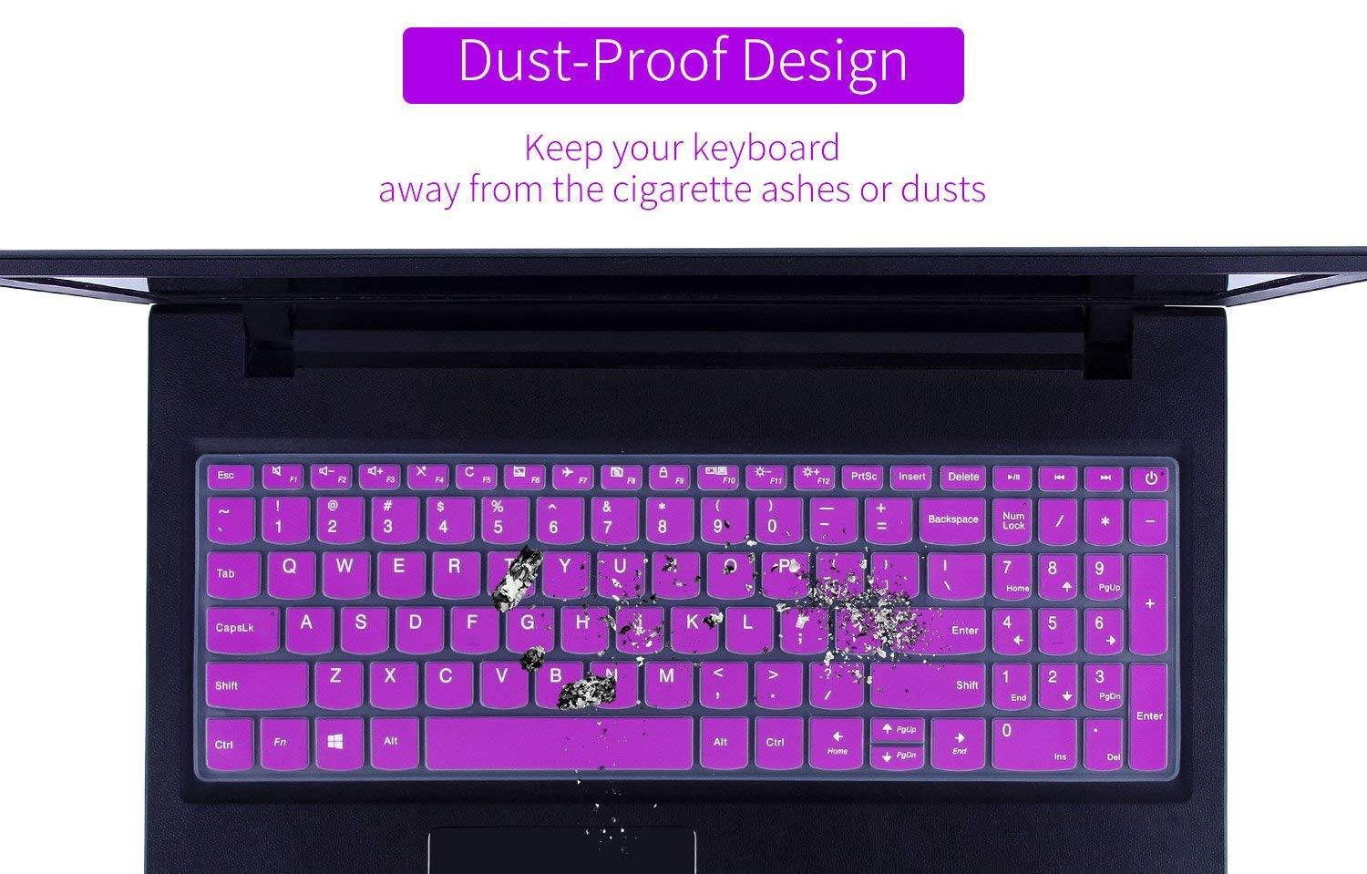 CaseBuy Keyboard Cover Compatible Lenovo IdeaPad 320/330/330s 15.6 inch, IdeaPad 320/330 17.3 inch, IdeaPad 520 15.6 inchLaptop US Layout, Purple