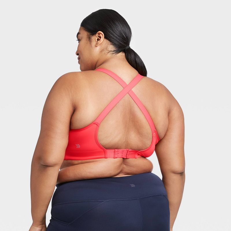 Women's Plus Size Medium Support Cross Back Shape Bra - All in Motion™ Red 1X