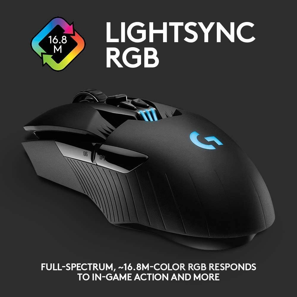 Logitech G903 LIGHTSPEED Wireless Gaming Mouse W/ Hero 25K Sensor PowerPlay Compatible 140+ Hour with Rechargeable Battery and Lightsync RGB Ambidextrous 107G+10G optional 25600 DPI