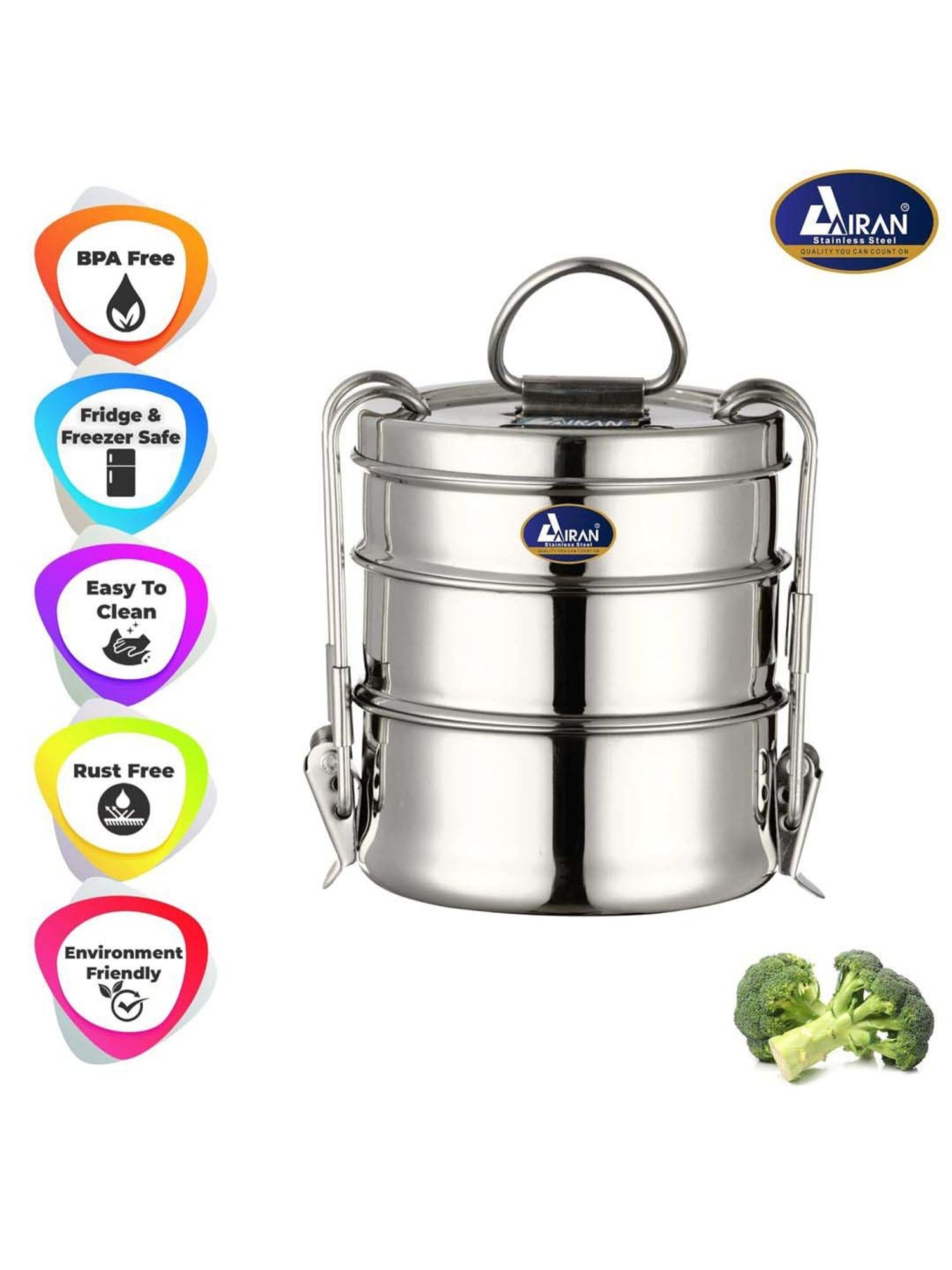 Milton Red Stainless Steel Small Tiffin Box - Set of 2