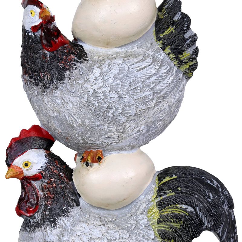 12.4" Resin Stacked Chicken and Egg Statue Black/White/Gray - Exhart