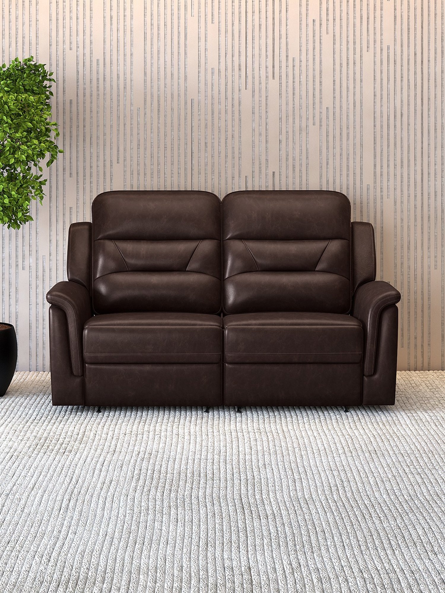Durian Valerano Coffee Brown Leather Reclining Sofa