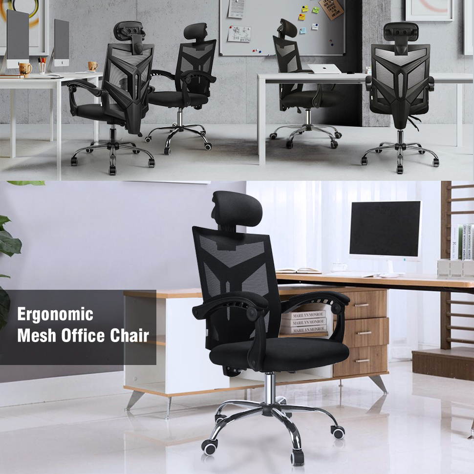 Ergonomic Office Chair High Back Swivel Mesh Chair Computer Desk Task Adjustable