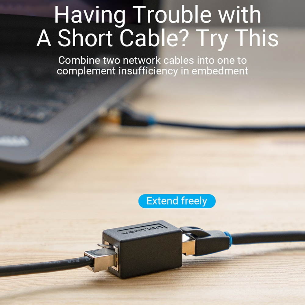 Vention IPVB0 RJ45 Connector Cat.6 FTP Keystone Jack Coupler for Network Cable Extension Black 1 Piece