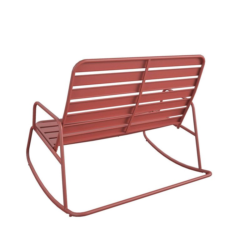 Roberta Outdoor/Indoor Rocker Loveseat - Persimmon Red - Novogratz