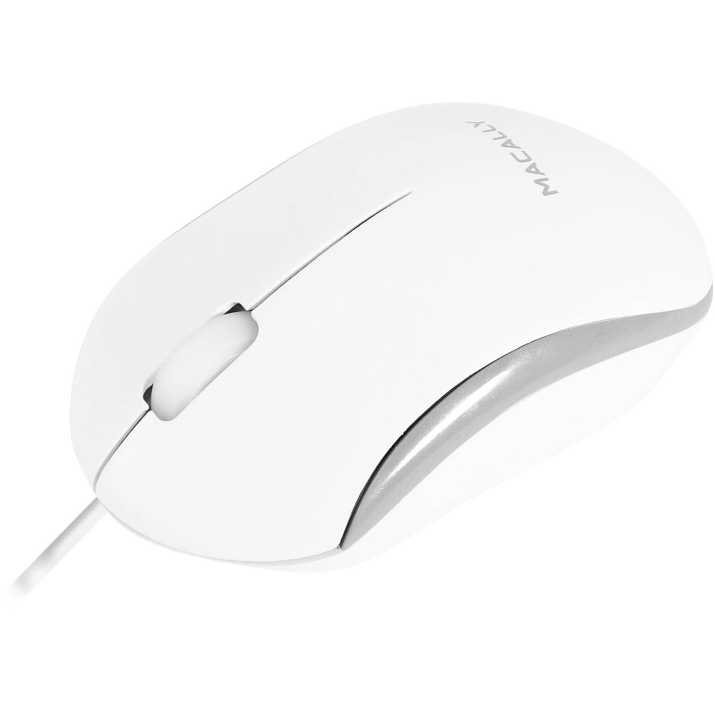 Macally QMOUSE USB Wired 3 Button 1200dpi Optical Mouse - White