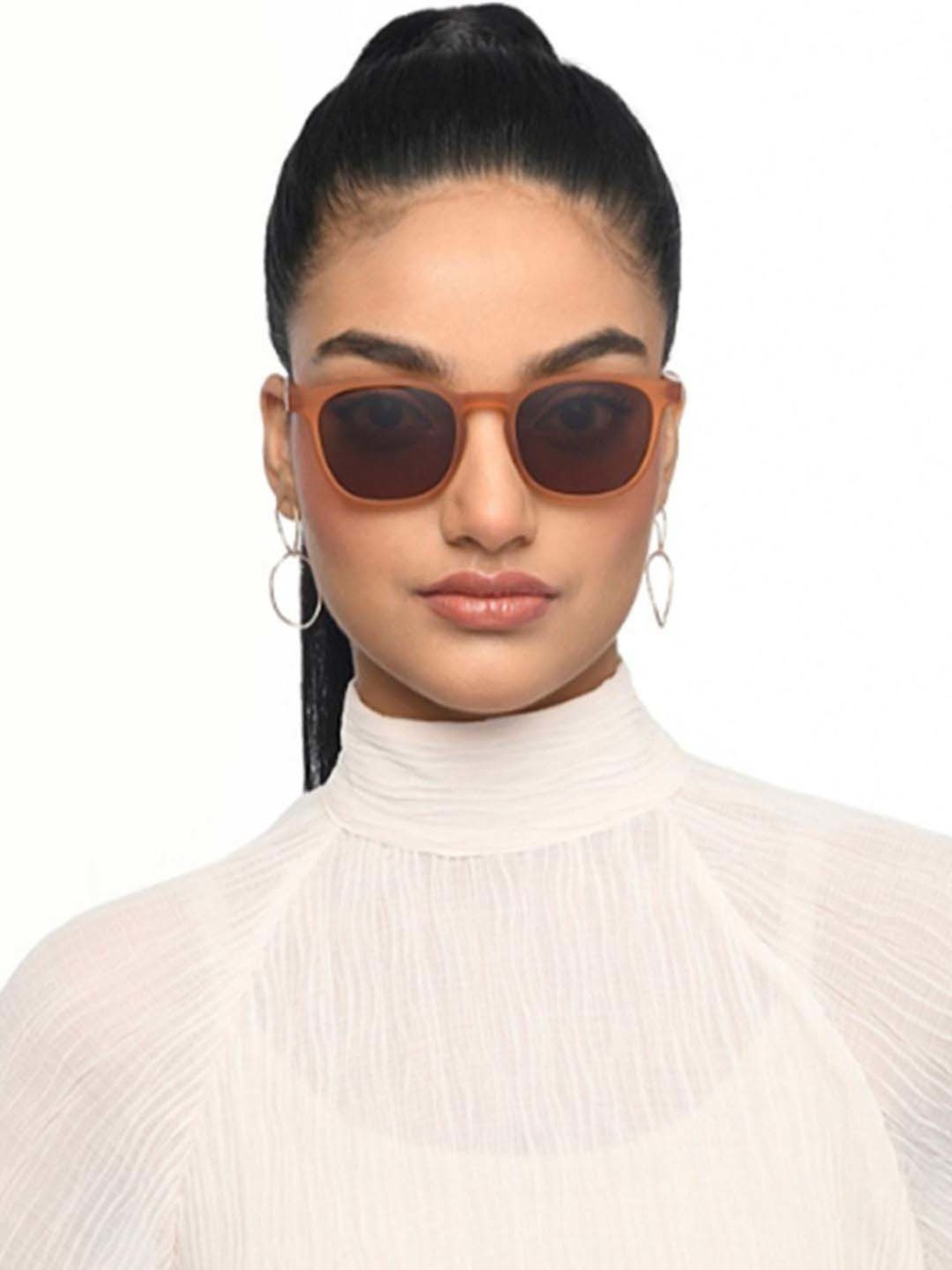 HUSTLR Brown Wayfarer Polarised and UV Protected Lens Unisex Sunglasses