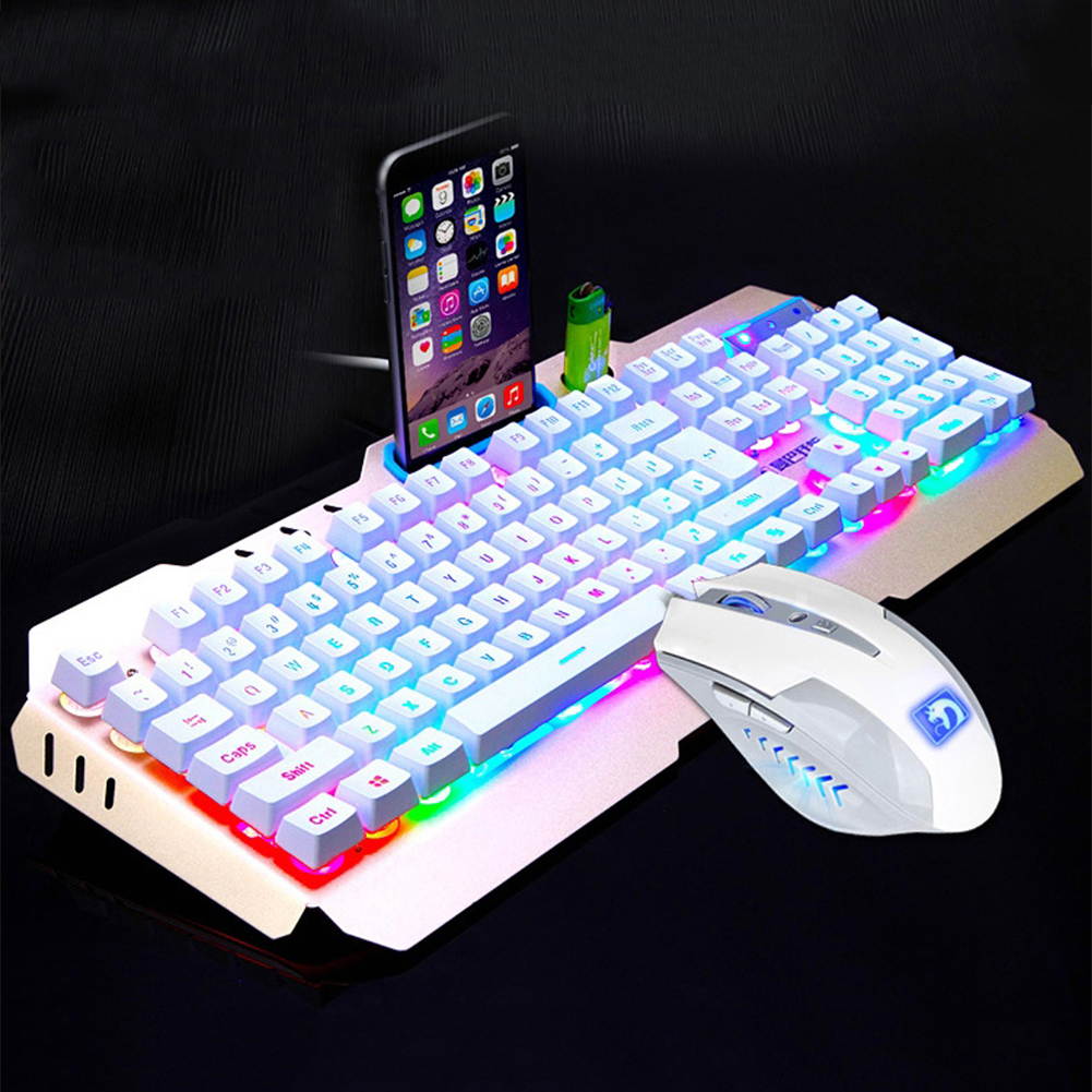 UrChoiceLtd 2017 Technology Orange Yellow LED Backlit Multimedia Ergonomic Usb Gaming Keyboard with a Phone Stand and Lighter Stand + 2000DPI Gaming Mouse + Gaming Mouse Pad For Laptop Computer