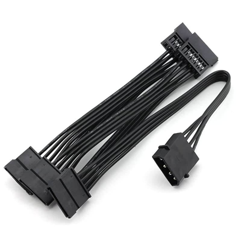 1pcs IDE to SATA Power Cable IDE Large 4 Pin to PC Server Hard Drive 15 Pin SATA Power Supply Adapter Converter Cable Cord 18AWG Wire SATA Extension Cable 1 to 5 Splitter Black