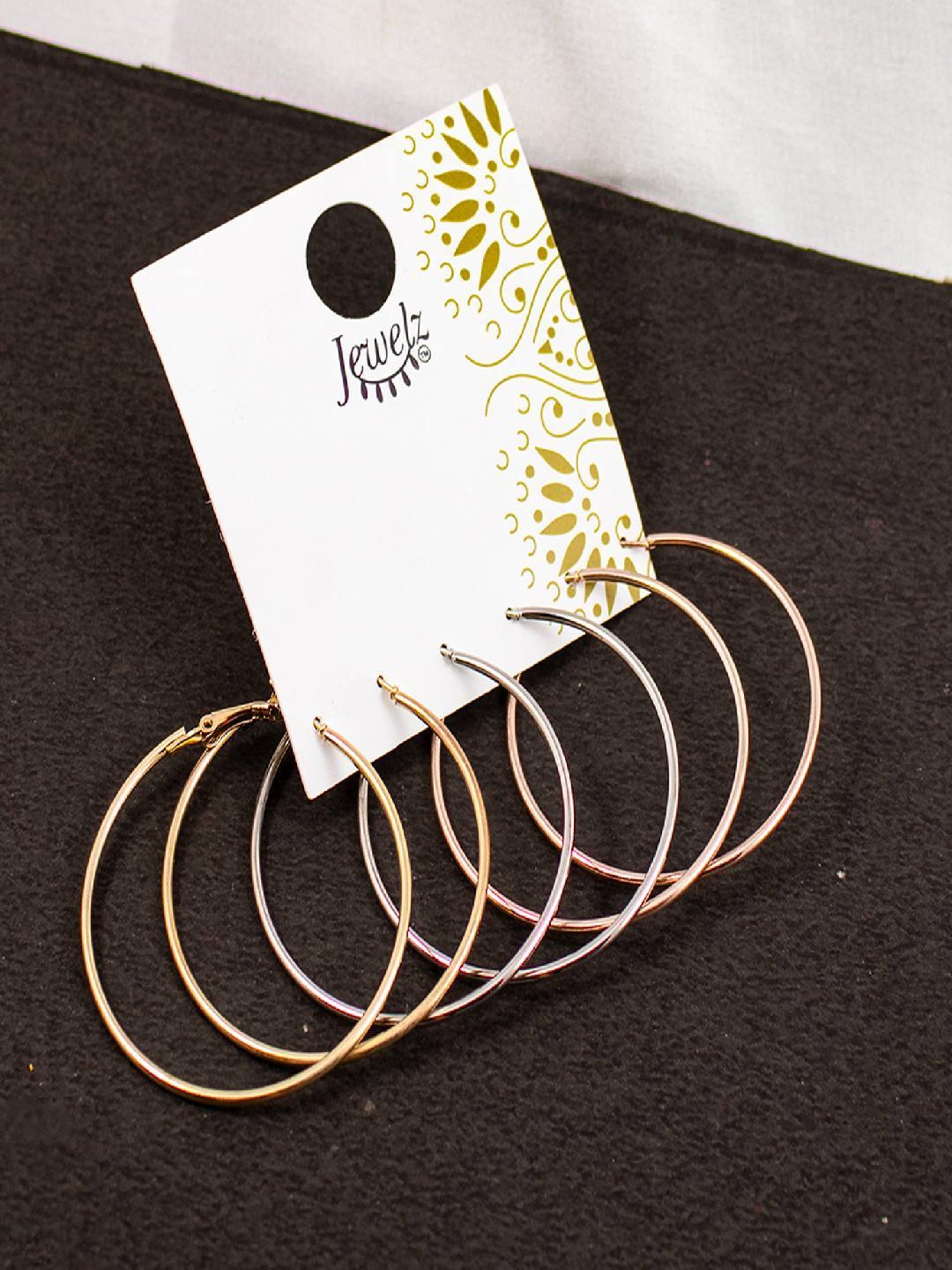 Jewelz Fashion Hoop Earrings Set for Women & Girls Pack of 3