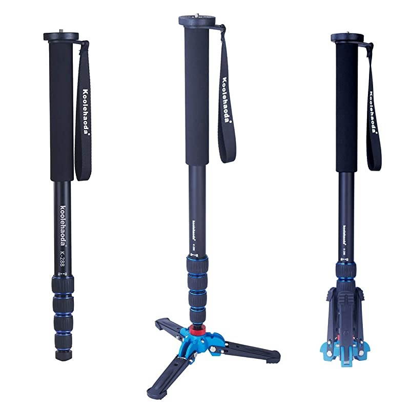Professional 65inch Camera Aluminium Monopod with Folding Three Feet Support Stand