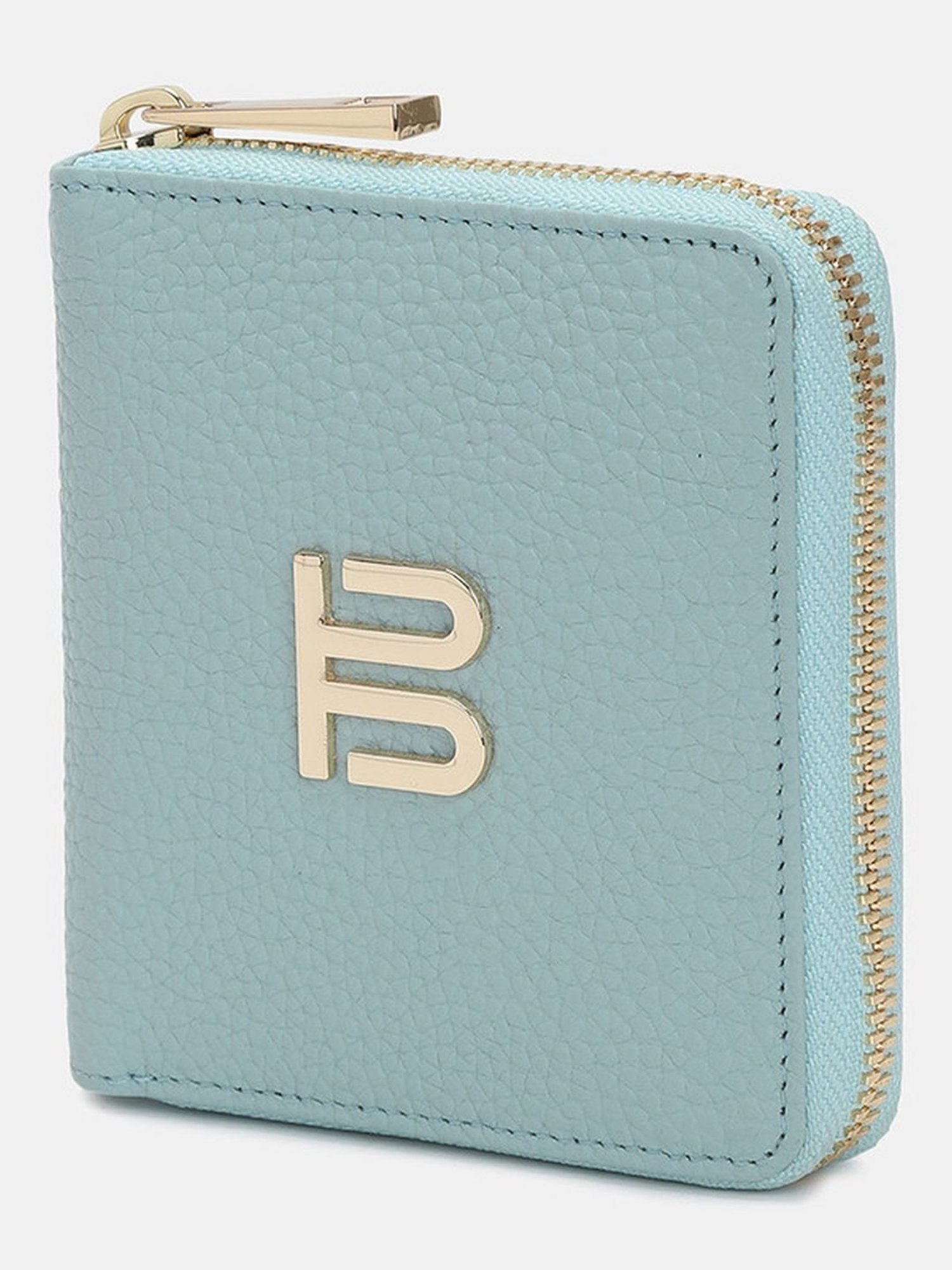 BAGATT Light Green Leather Solid Zip Around Wallet