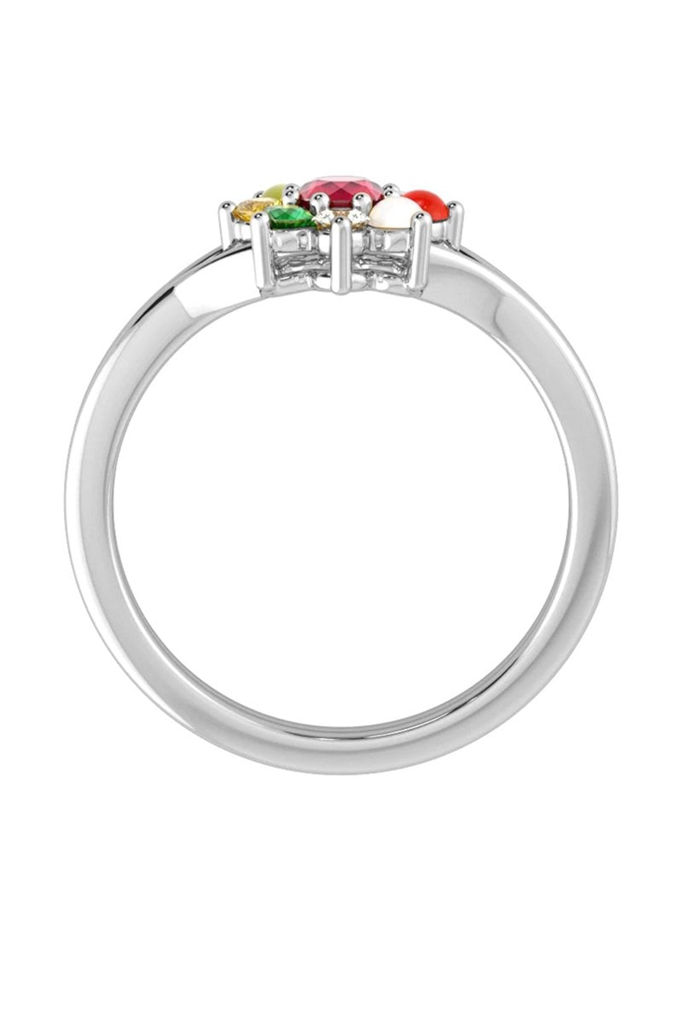Clara Navratna Stone Nine Gems 92.5 Sterling Silver Ring