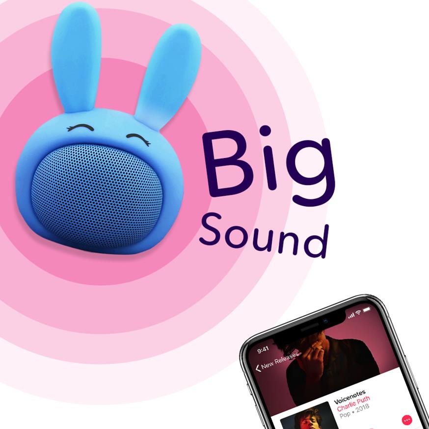 Compact iCute Bluetooth Wireless Speaker Blue Rabbit