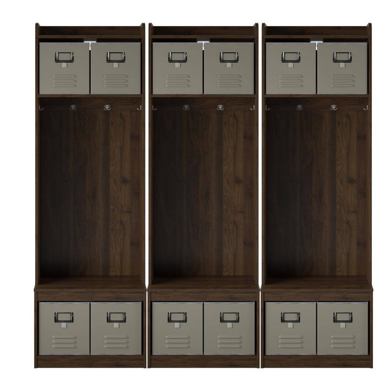 Set of 3 Journey Entryway Hall Tree with Storage Bench Walnut - Novogratz