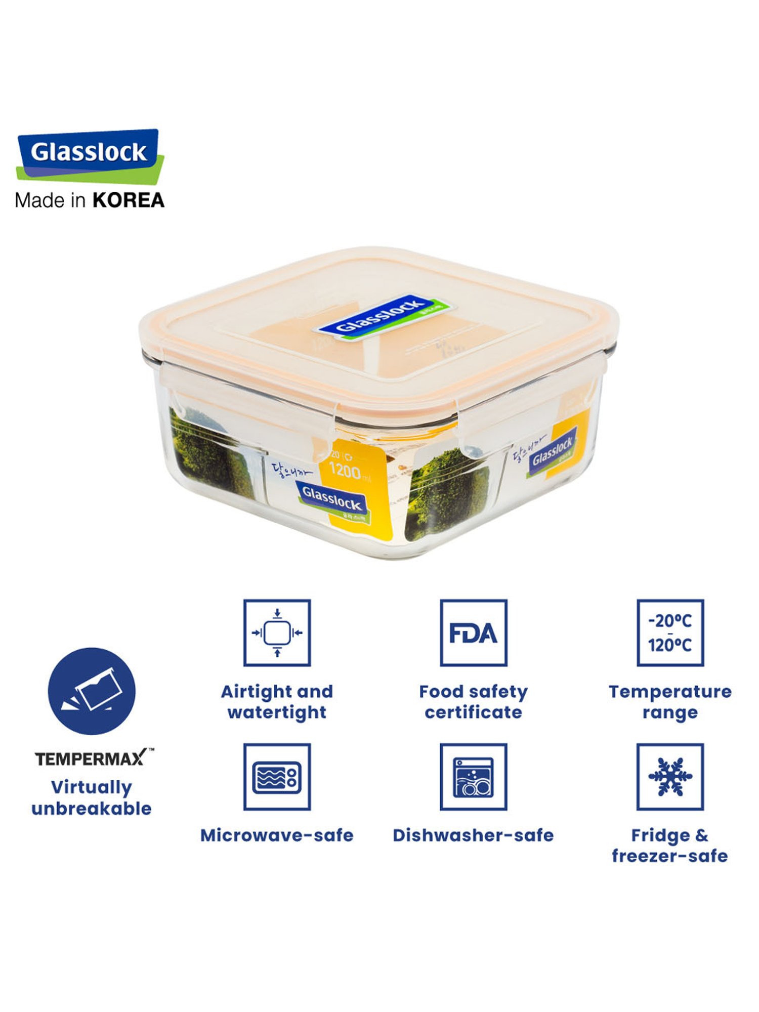 Glasslock Transparent Glass 1200 ml Jars and Container