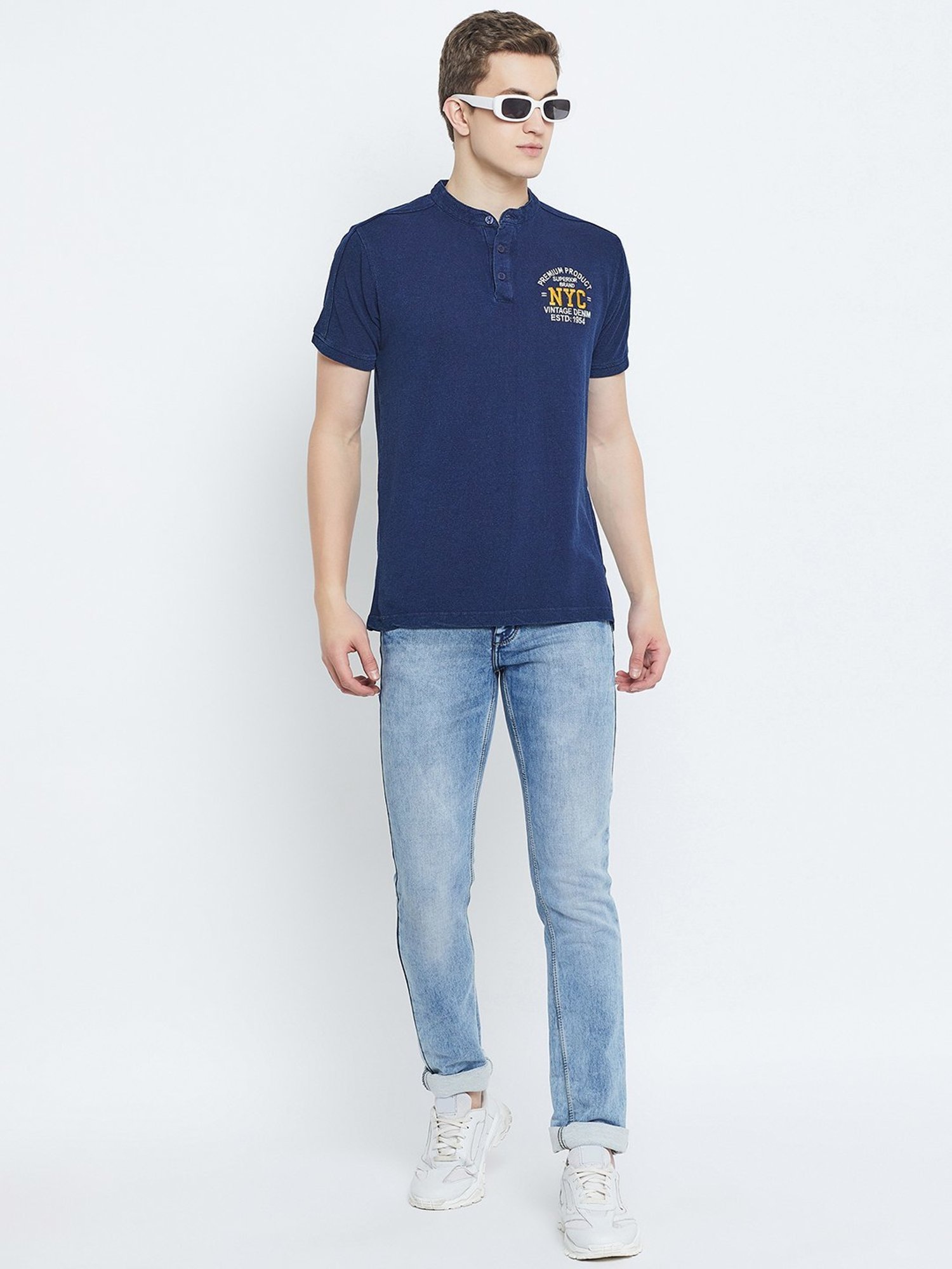 Club York Navy Regular Fit Henley T-Shirt