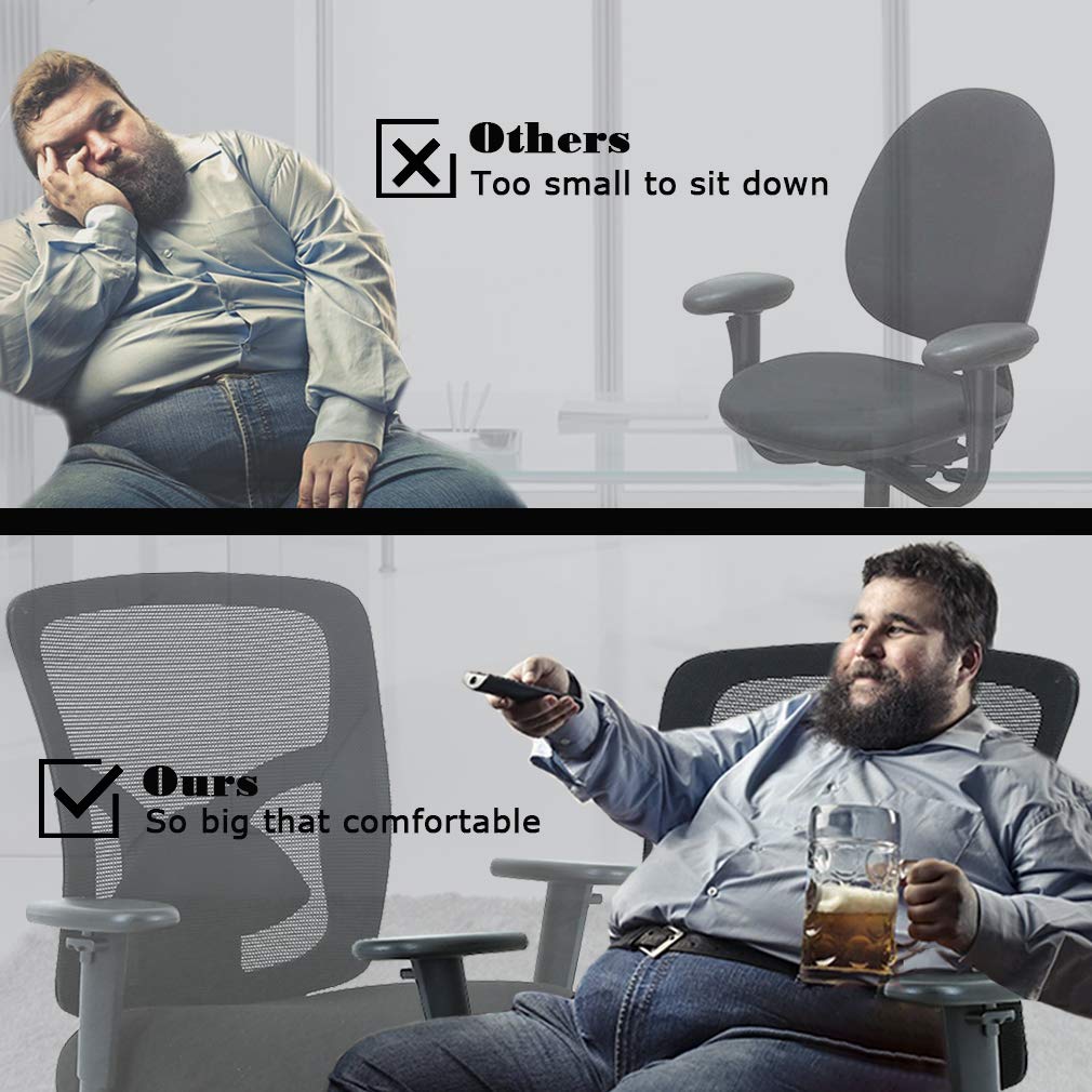 BestOffice Big and Tall 400lb Office Chair Desk Ergonomic Executive Rolling Swive Adjustable Arms Mesh Back Computer Task Stool with Lumbar Support for Women Men, Black