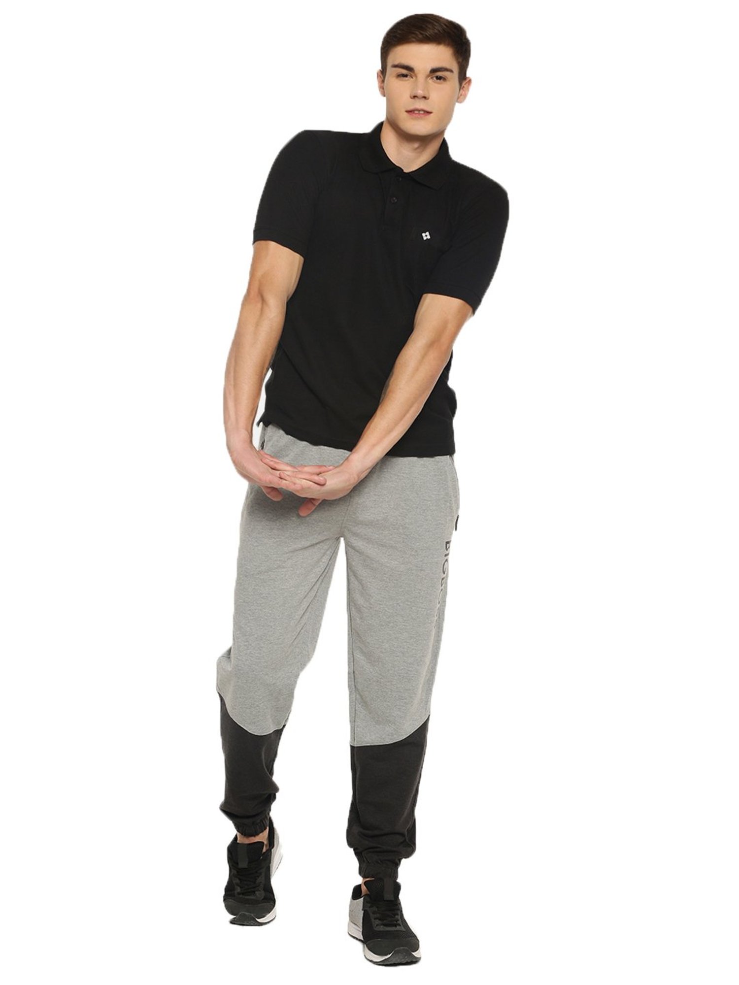 Dollar Grey Regular Fit Colour Block Joggers