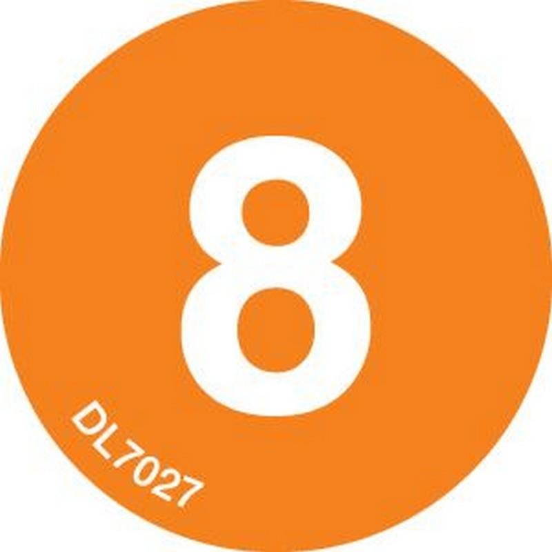 4" Diameter Number 8 Circle Labels (500 per Roll)