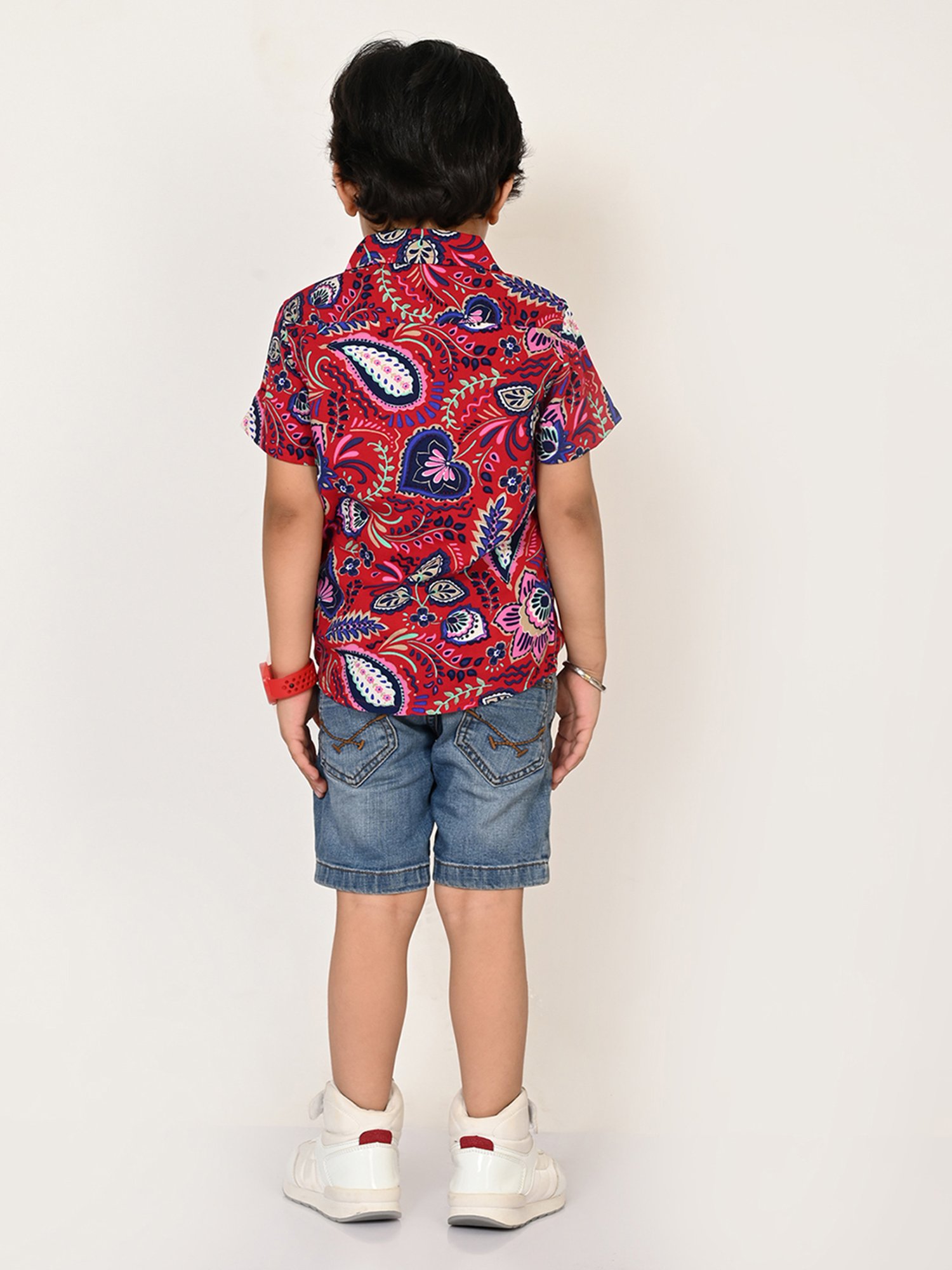 Lil Drama Kids Red Printed Shirt