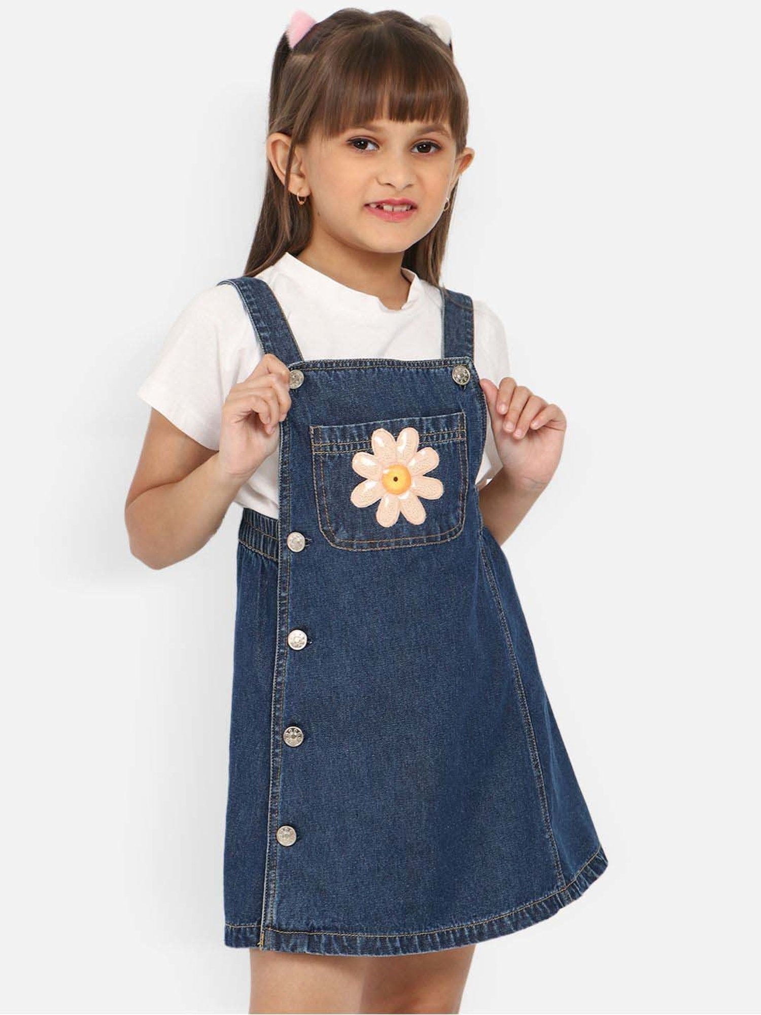 Nauti Nati Kids White & Navy Applique Dress Set