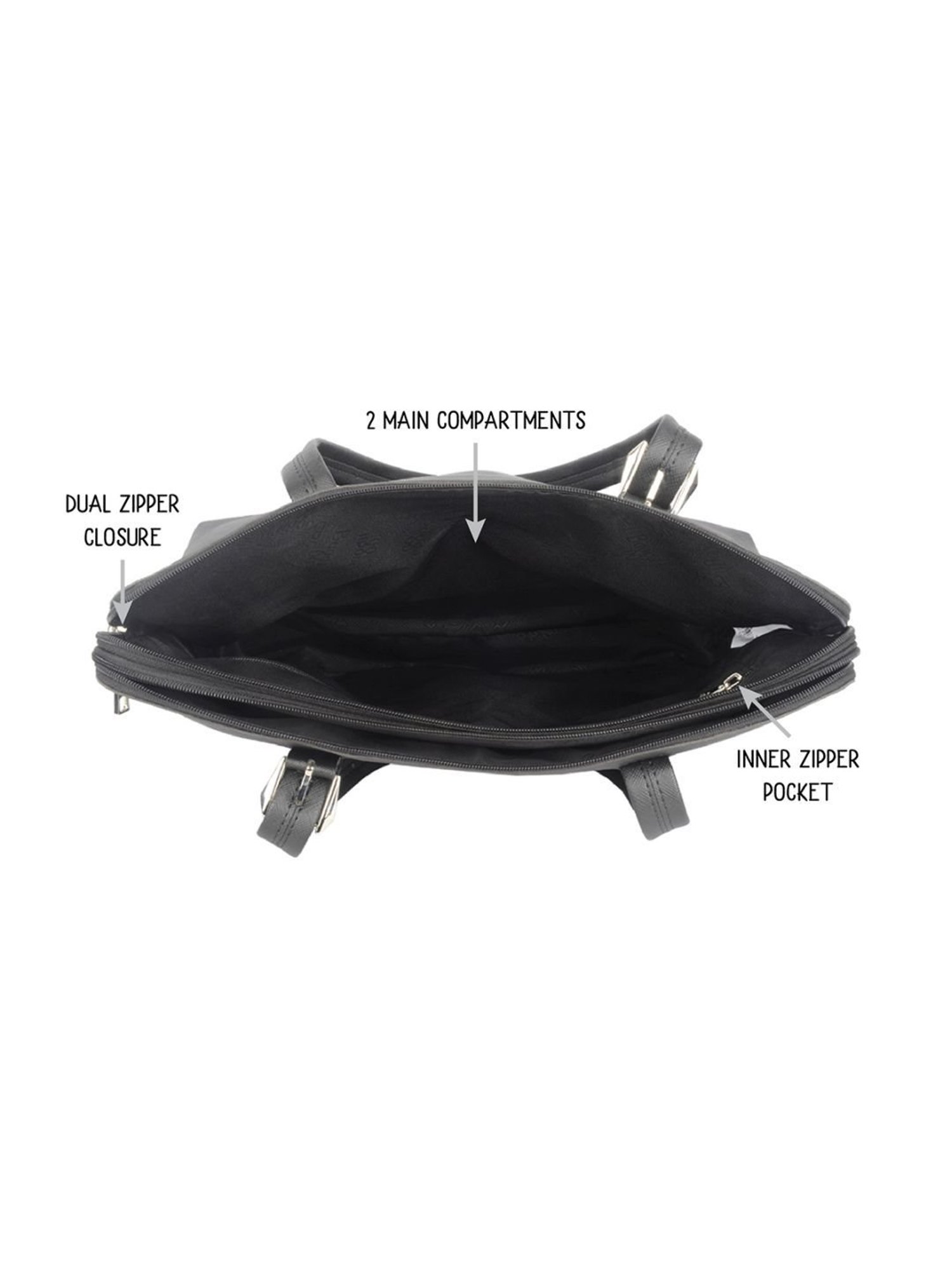 Baggit Bold Valori Black PU Solid Laptop Messenger Bag