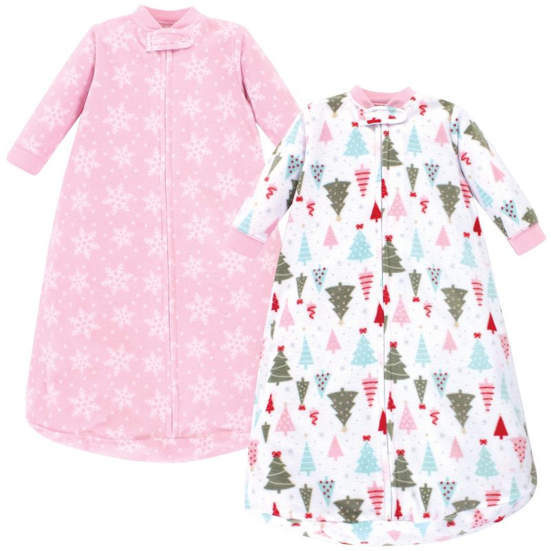 Hudson Baby Infant Girl Long-Sleeve Fleece Sleeping Bag, Sparkle Trees, 0-9 Months
