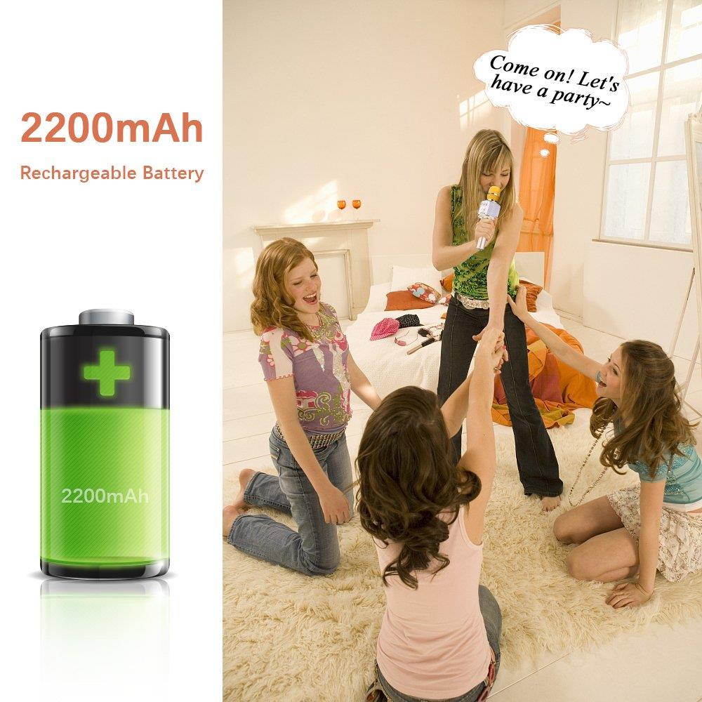 BONAOK Wireless Bluetooth Karaoke Microphone,3-in-1 Portable Handheld karaoke Mic Easter Gift Home Party Birthday Speaker Machine for iPhone/Android/iPad/Sony, PC and All Smartphone(Gold)