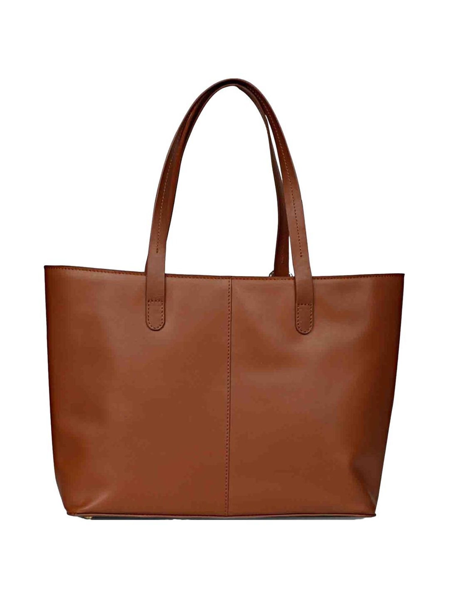 Favore Brown Solid Medium Tote Handbag