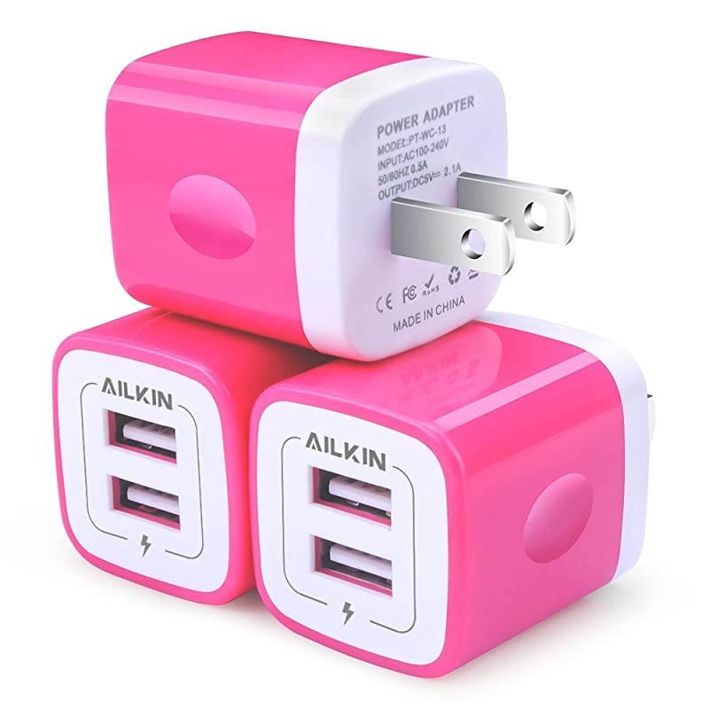 USB Plug Adapter  Universal Travel Charger 3Pack 21A5V Dual USB Wall Charger Power Station Cube Replacement for iPhone X 8766S Plus 5S iPad Samsung Galaxy S8S7S6 Edge HTC LG Moto