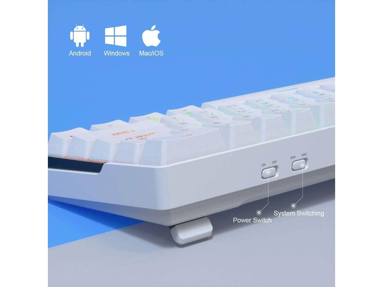 KEMOVE Snowfox Bluetooth 5.1 Wireless/Wired 60% Mechanical Keyboard - RGB Backlit 61 Keys Keyboard - Hot Swappable, PBT Keycap, Full Keys Programmable - White (Gateron Mechanical Switch)