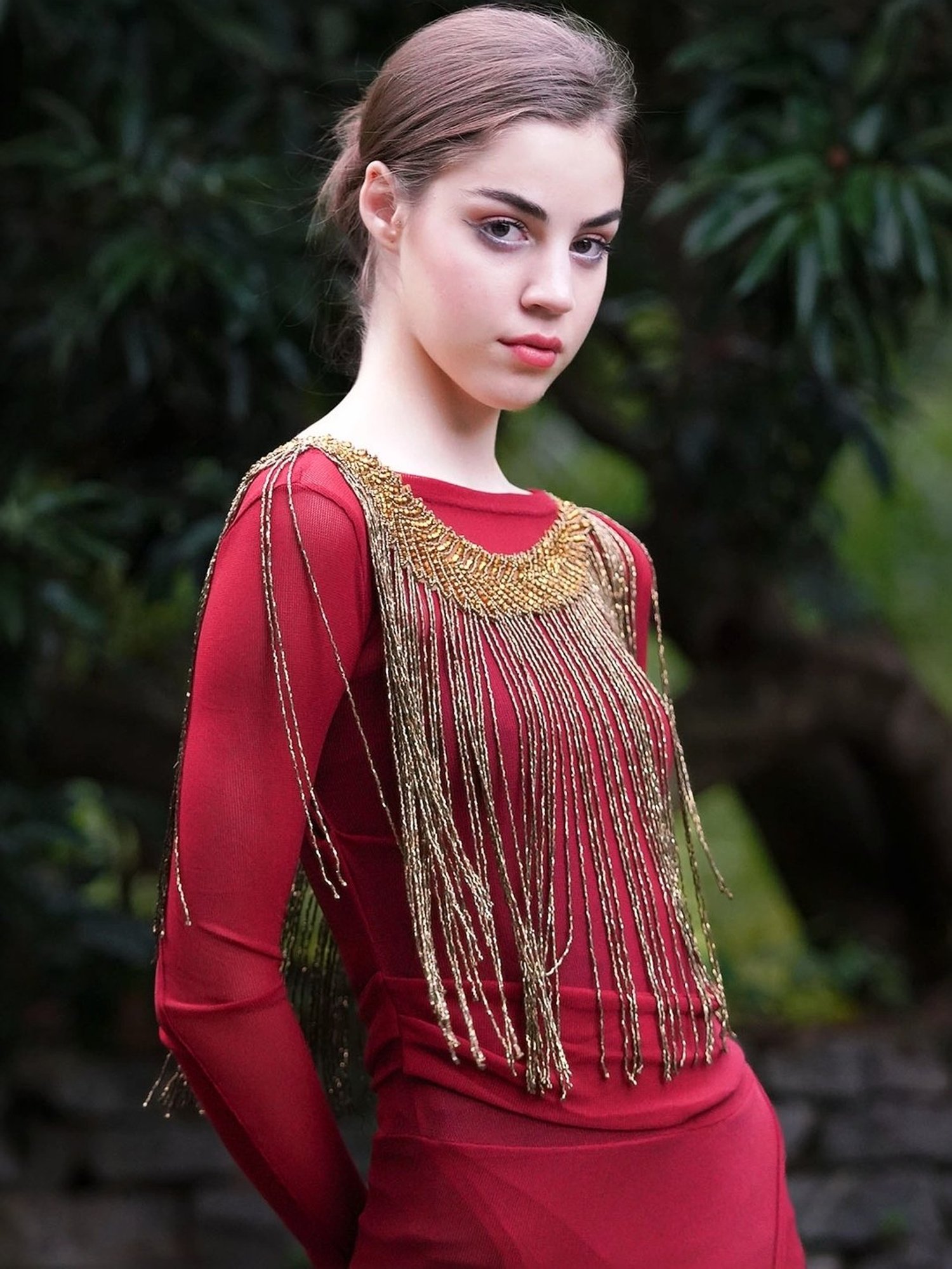 Odette Golden Embellished Fancy Cape