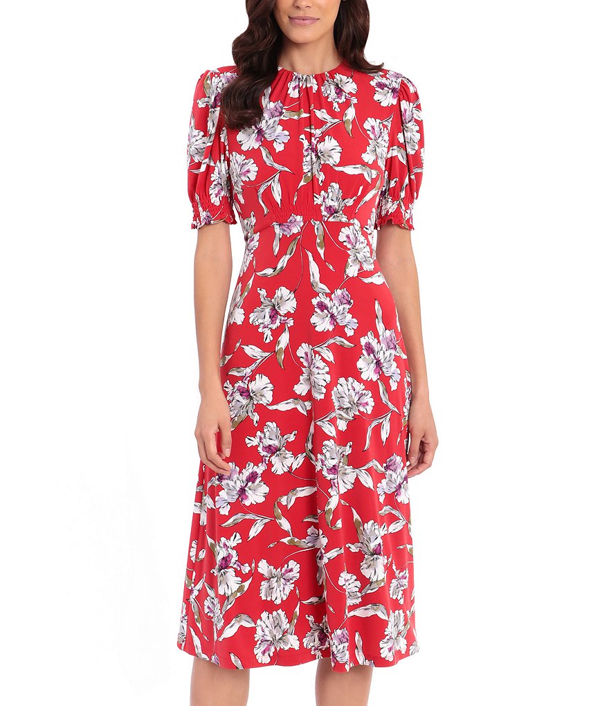 Jkara Petite Size V-Neck 3/4 Sleeve Beaded Bodice Gown