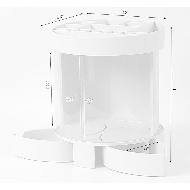 Basicwise White Plastic Makeup Organizer with Sliding Doors
