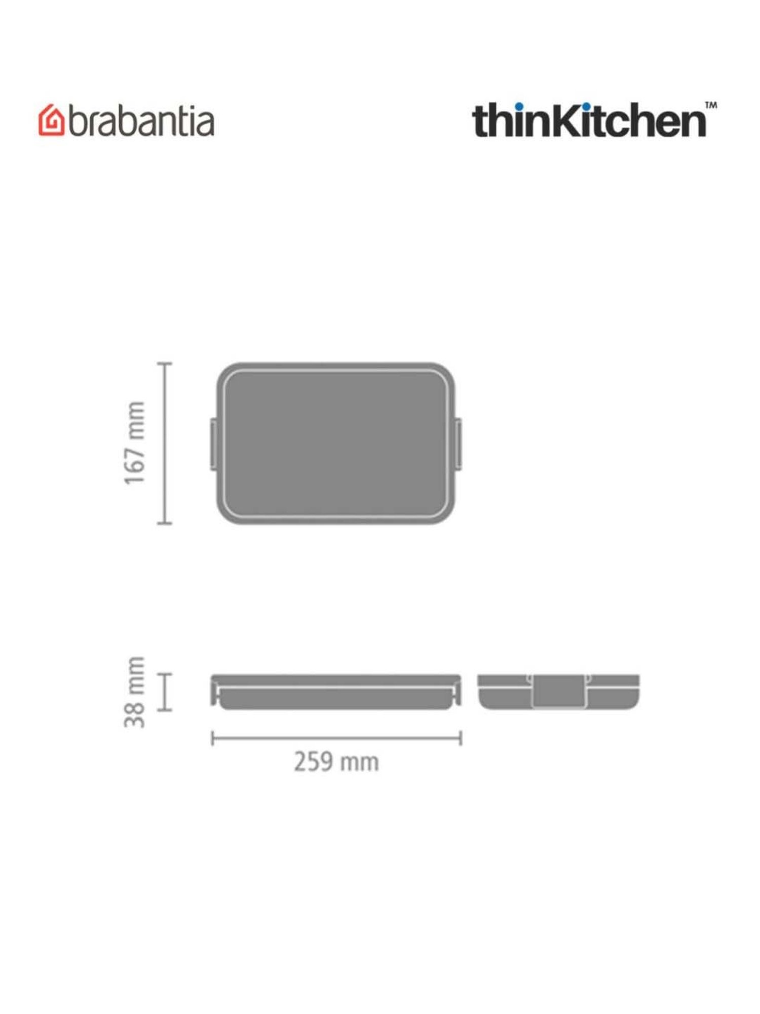 Brabantia Dark Grey Plastic Make & Take Flat Lunch Box (1.1 L)