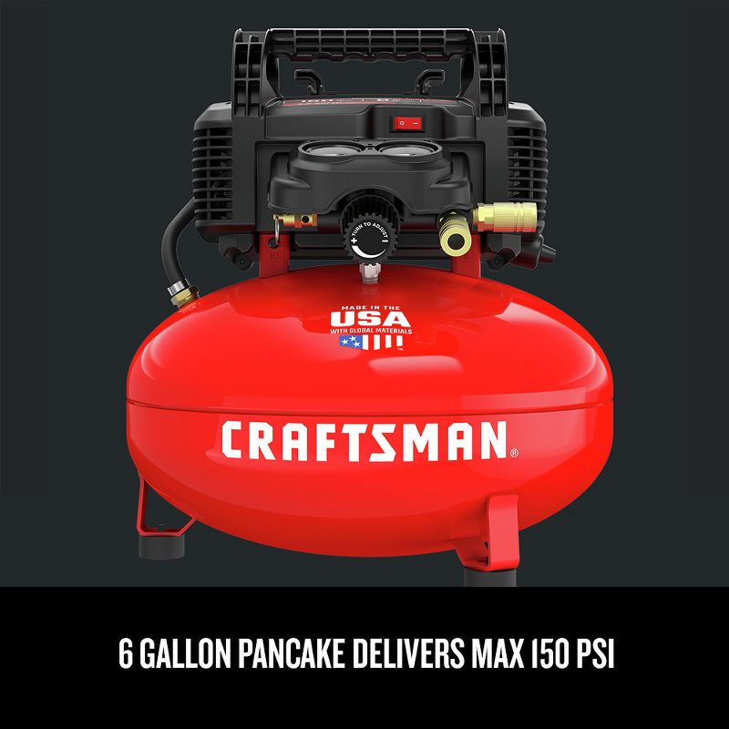 Craftsman CMEC3KITR 0.8 HP 6 Gallon Oil-Free Pancake Air Compressor with 3 Nailers Combo Kit