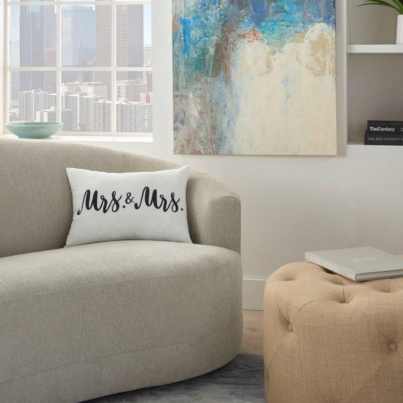 14"x20" Mrs. & Mrs. Throw Pillow White - Kathy Ireland Home