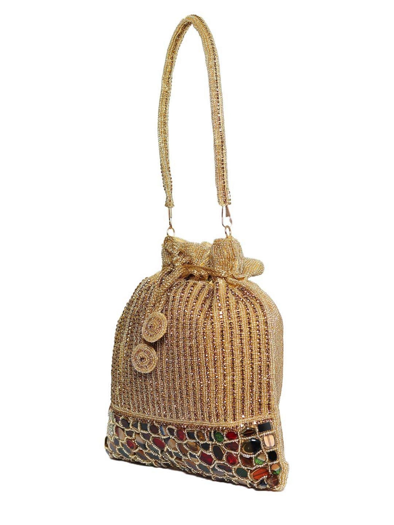 NR by Nidhi Rathi Golden Fabric Potli