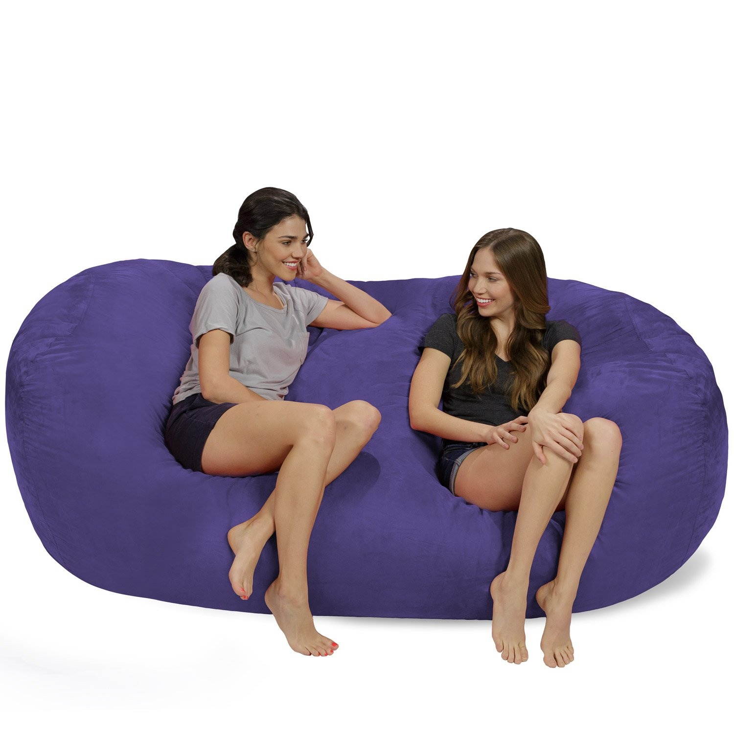 Bean Bag Chair: Huge 7.5' Memory Foam Furniture Bag and Large Lounger - Big Sofa with Soft Micro Fiber Cover - Purple