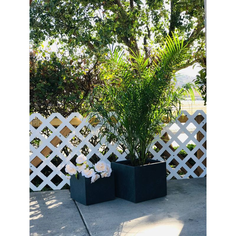 Set of 2 Kante Lightweight Modern Outdoor Concrete Square Planter Graphite Black - Rosemead Home & Garden, Inc.