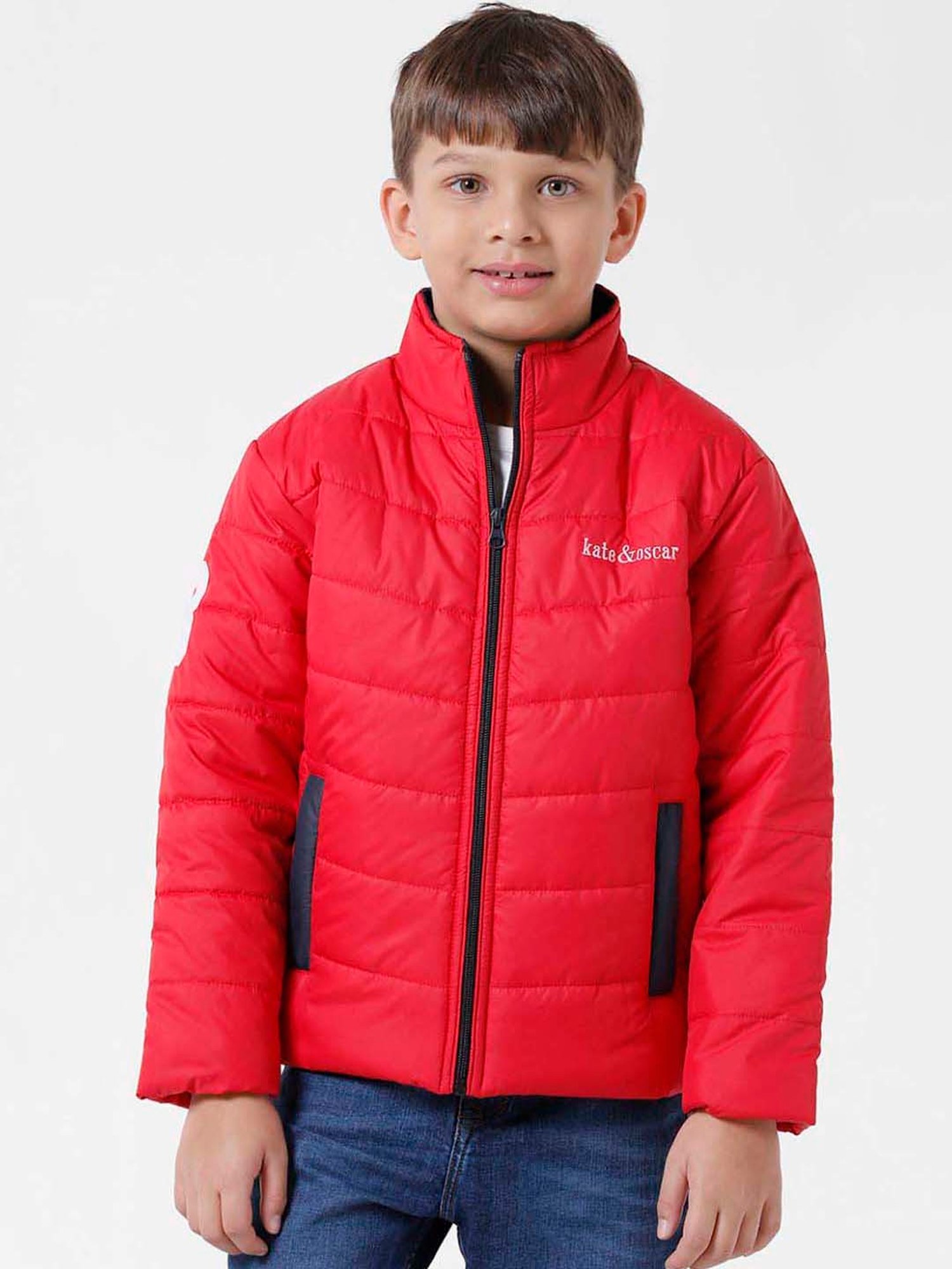 Kate & Oscar Kids White Regular Fit Full Sleeves Jacket