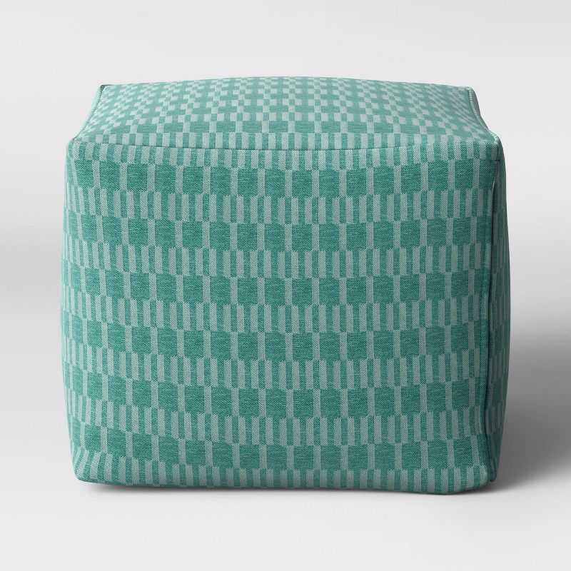 City Geo Decorative Pouf DuraSeason Fabric™ Green - Project 62™