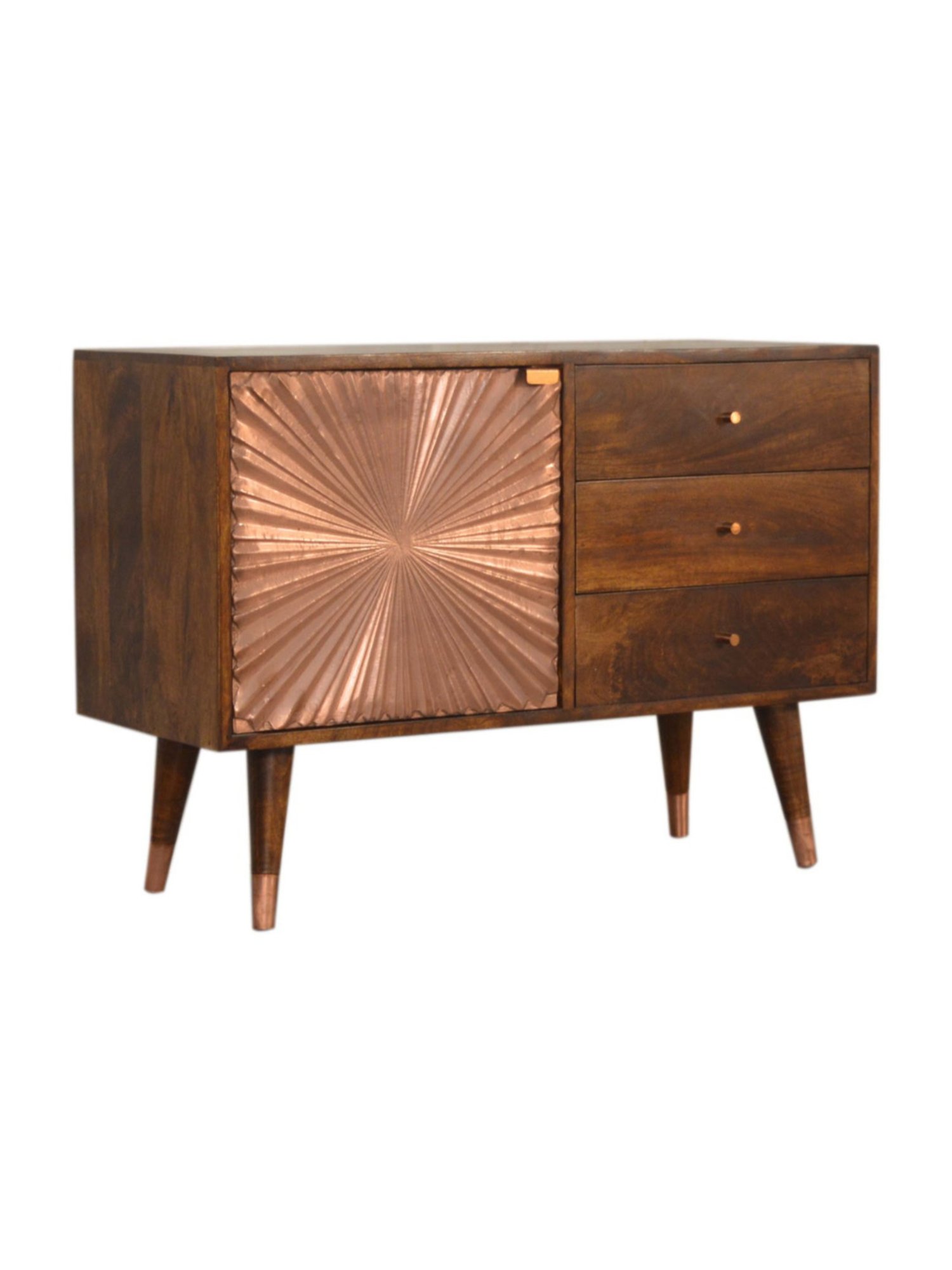 Fabindia Brown Sheesham Wood Textured Cabinet