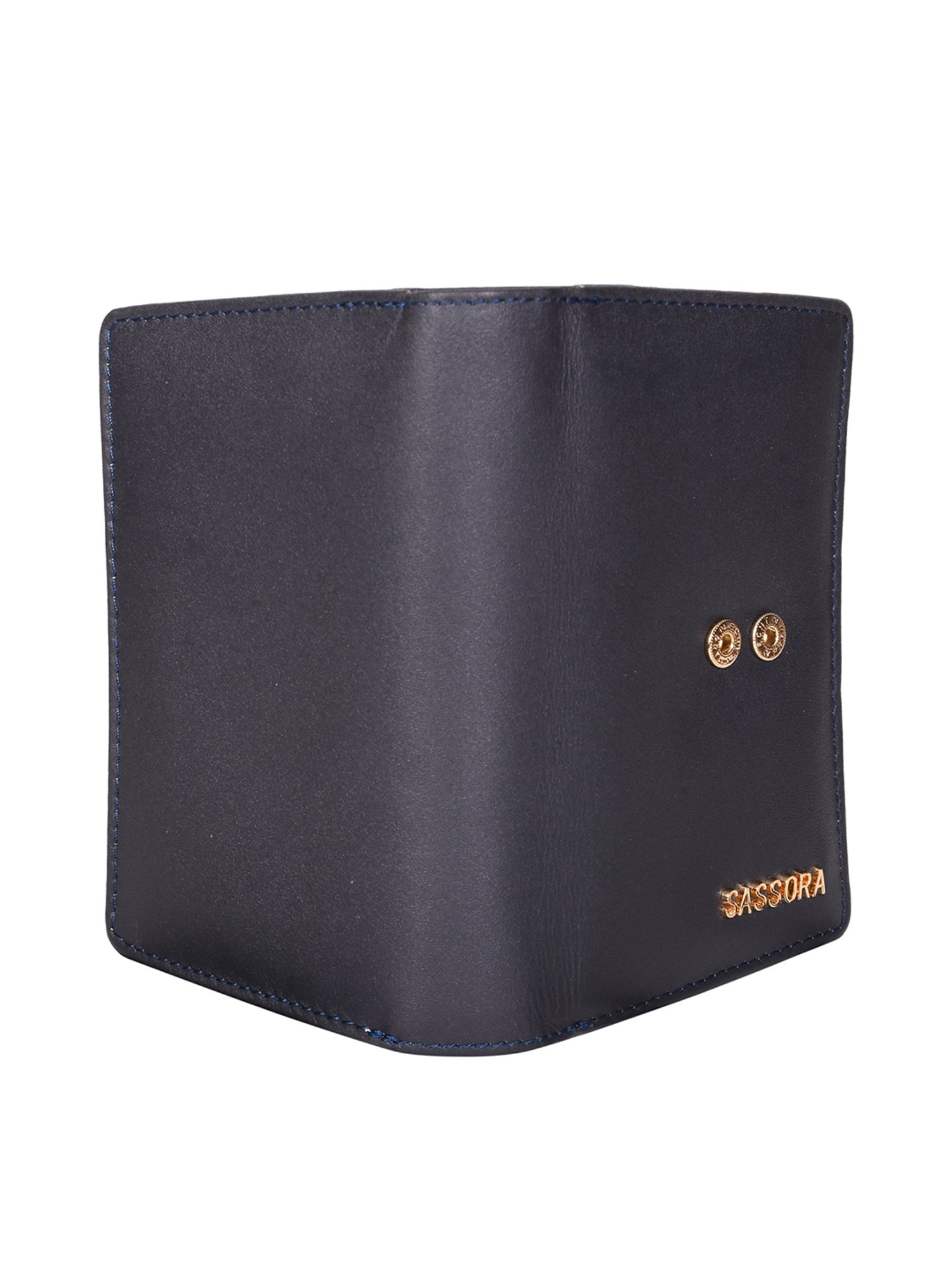 SASSORA Navy Solid Rfid Bi-Fold Wallet for Women