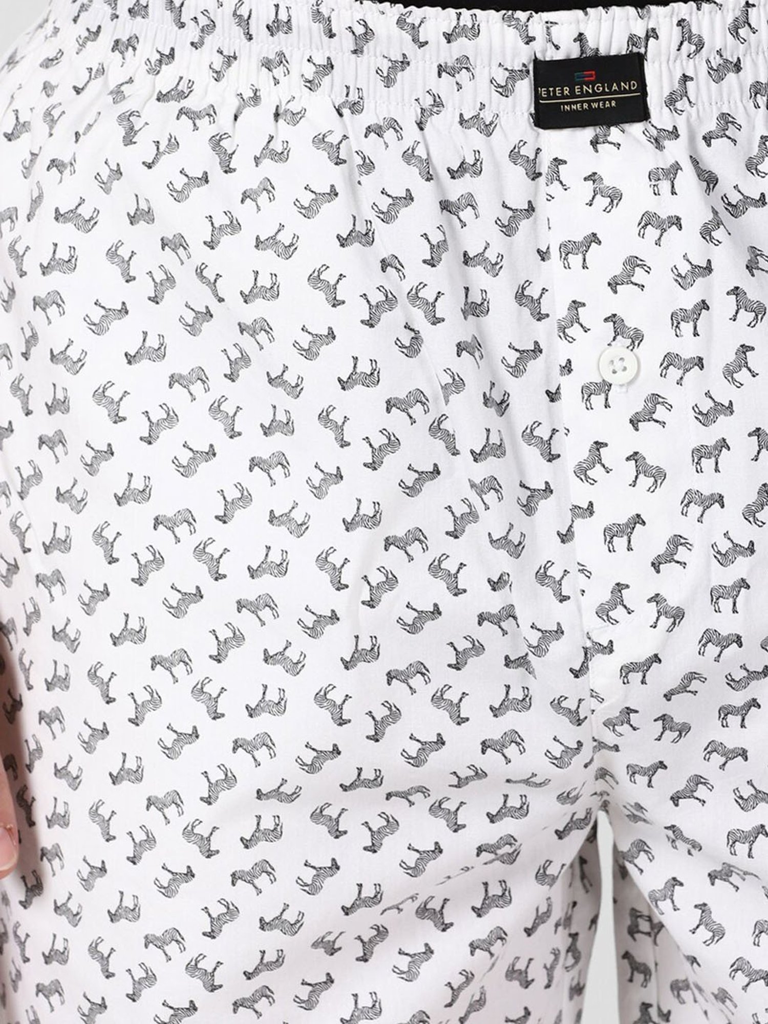 Peter England White Cotton Regular Fit Printed Boxers